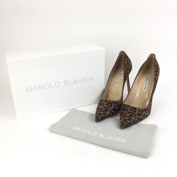 Manolo Blahnik Shoes - Manolo Blahnik Suede Leopard BB Pumps SZ 40